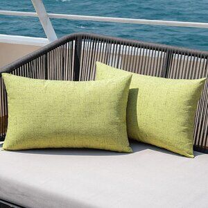 MIULEE Pack of 2 Outdoor Throw Pillow Covers 12x20, Green
